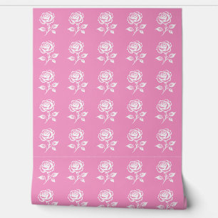 Papier Peint Rose Et Rose Blanche Moderne