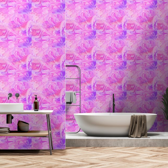 Papier Peint Rose et violet clairs (Salle de bain)