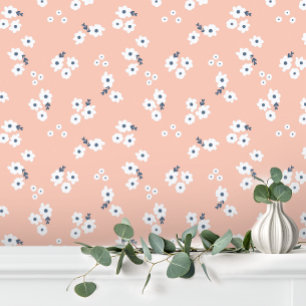 Papier Peint Rose Féminin Blanc Bébé Floral Mignon