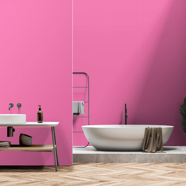 Papier Peint Rose Fou (Le Rose le Plus Rose) SUR MESURE (Salle de bain)