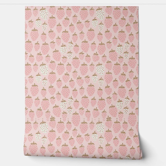 Papier Peint Rose Fraise Féminin  (Déroulement)