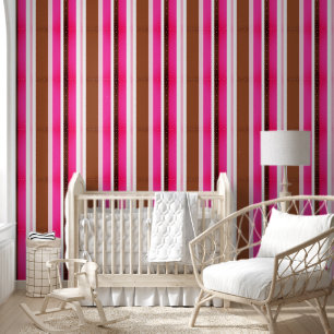 Papier peint rose marron rayé