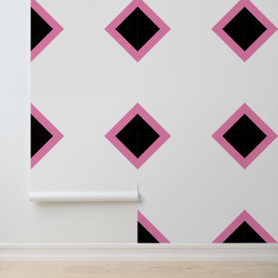 Papier Peint Rose Noir et Blanc Damier Diamant Dramatique