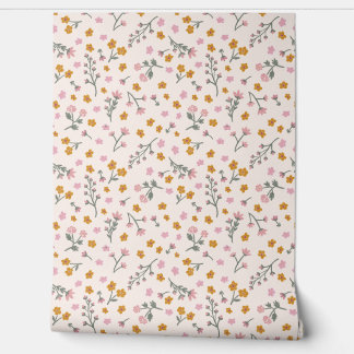 Papier Peint Rose Pâle Jaune Floral Grandmillennial Ditsy