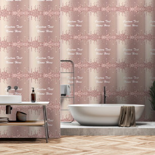 Papier Peint Rose Parties scintillant or Sparkly Texte personna