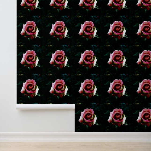 Papier Peint Rose Peinte à l'Huile (Application)