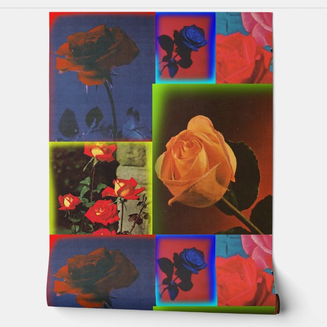 Papier peint Rose rétro Maximaliste (Déroulement)