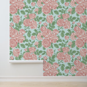 Papier Peint Rose rose Jardin Bouquet Motif