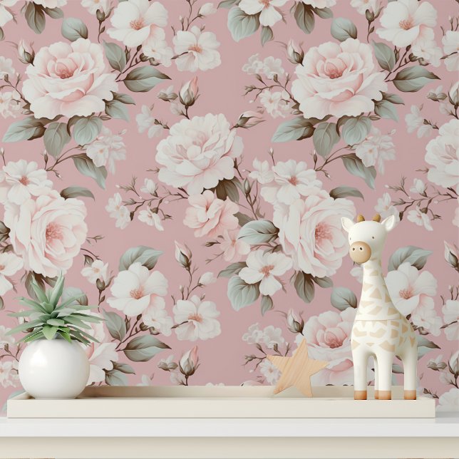 Papier Peint Rose Rose Pâle Chic Décollez et Collez (Créateur téléchargé)