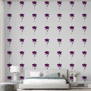 Papier Peint Rose violet motifs floraux élégant blanc tendance