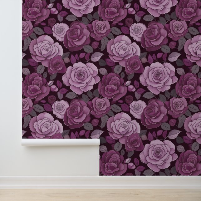 Papier Peint Roses floraux gris rose (Application)