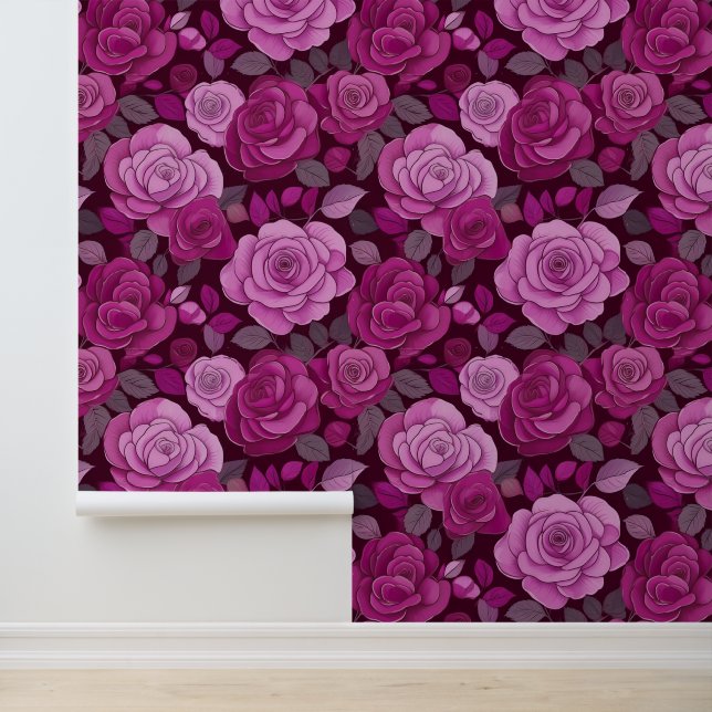 Papier Peint Roses floraux roses (Application)