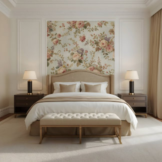 Papier Peint Roses Romantiques & Guirlande de Fleurs Sauvages V