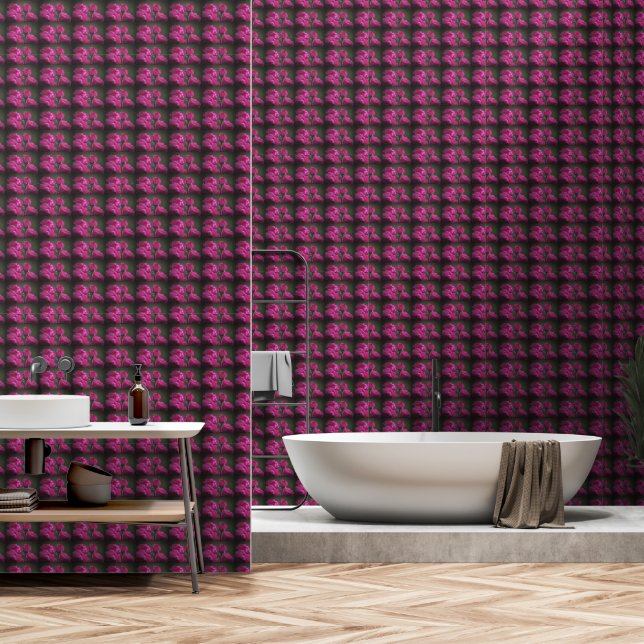 Papier Peint Roses roses avec rosée (Salle de bain)