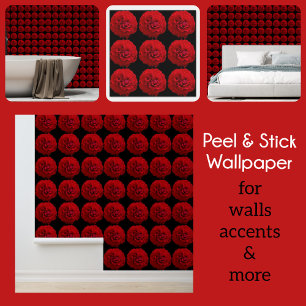 Papier Peint Roses rouges spectaculaires sur noir