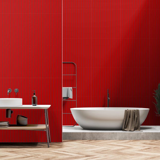Papier Peint Rouge cerise sur les rayures rouges tomates (Salle de bain)