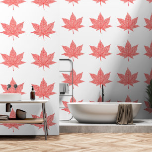 Papier Peint Rouge Feuille d'érable couleur blanche personnalis