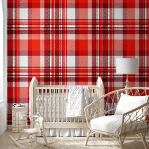 Papier peint rouge Plaid