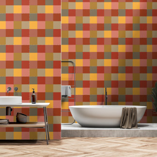 Papier Peint Rouille Plaid Brown Jaune Orange