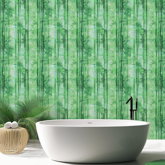 Papier Peint Rouleau moderne en bambou vert 2'x10' (Créateur téléchargé)