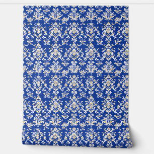 Papier Peint Royal Majesty Petite - Bleu de cobalt, Or, Blanc