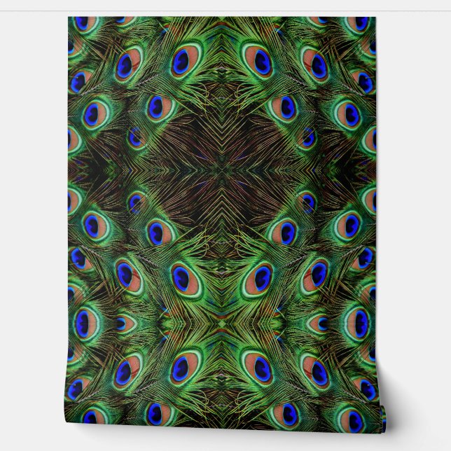 Papier Peint Royal Plumage - Luxe Peacock Motif en plumes (Déroulement)