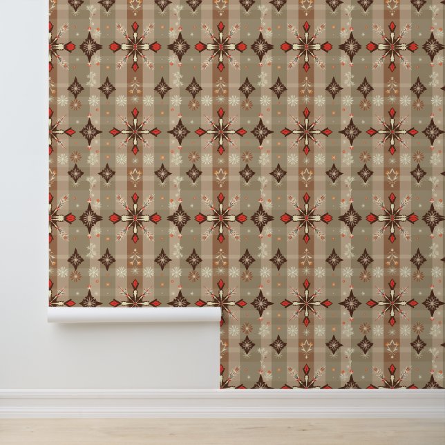Papier Peint Russe Plaid Noël Snowflake Motif (Application)