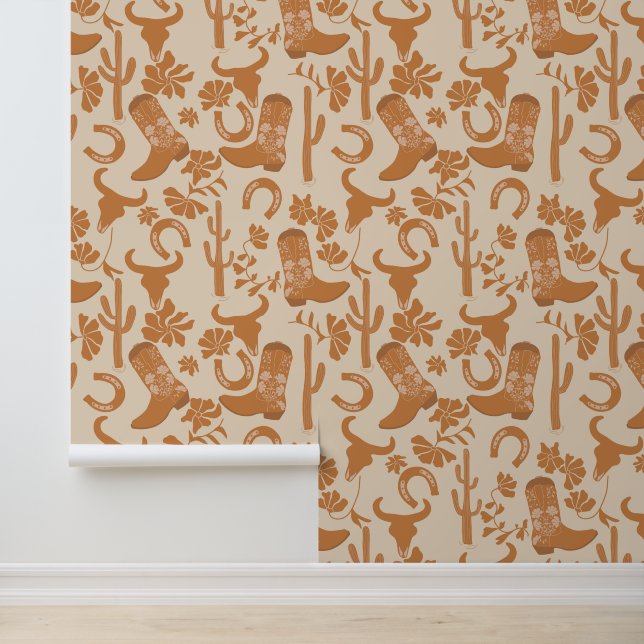 Papier Peint Russe Western Earth Tone Country Cowboy Bottes (Application)