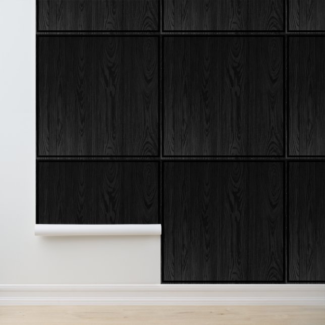 Papier Peint Rustique Bois foncé Brown Carreaux noirs Motif ten (Application)