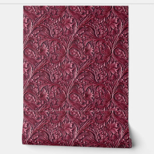 Papier Peint Rustique Bordeaux en cuir à outils
