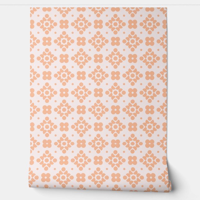 Papier Peint (S) 2502218A Retro Geometric Floral Pattern Pink (Déroulement)