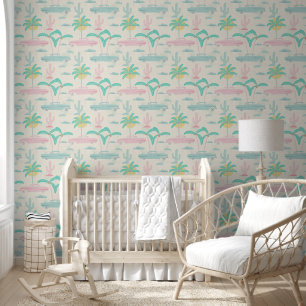 Papier Peint S -Palm Springs Pastel Design - Cars & Palms