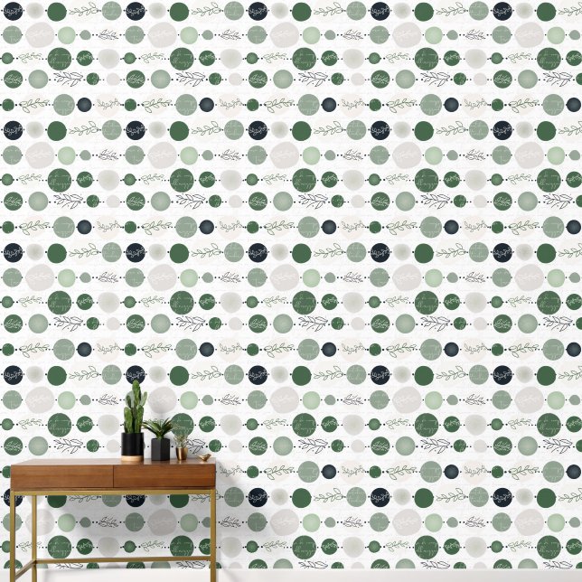 Papier Peint sable délicat et motif abstrait vert (Couloir)