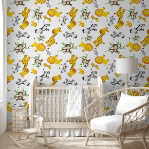 Papier Peint Safari Animaux Jungle Cute Baby