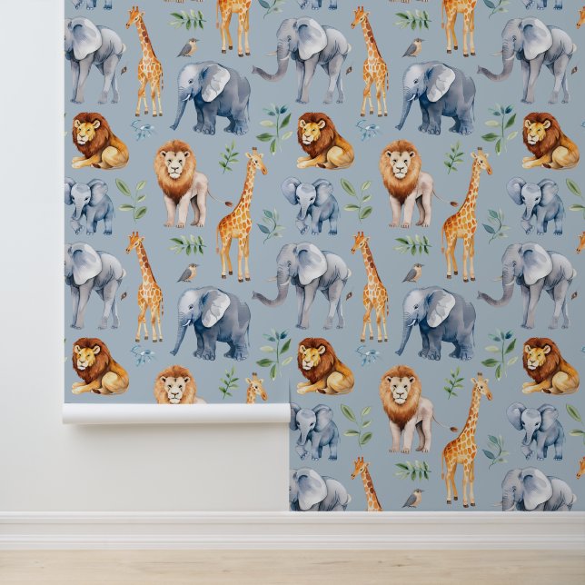 Papier Peint Safari Animaux Nursery Chambre pour enfants (Application)