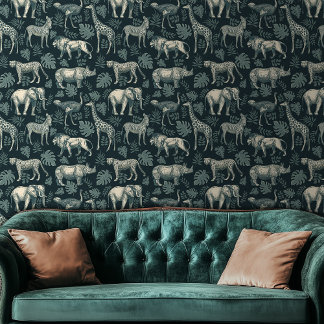 Papier Peint Safari vintage Animaux africains