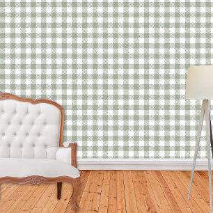 Papier Peint Sage Green Farmhouse En vichy Plaid Buffalo Check