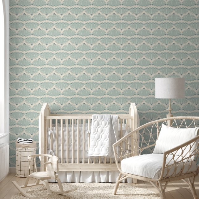 Papier Peint Saint-Jacques de Monnaie douce et Beige Art Déco (Enfants)