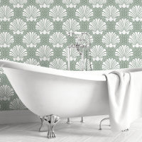 Salle de bain côtière de Sage Green et White Seash
