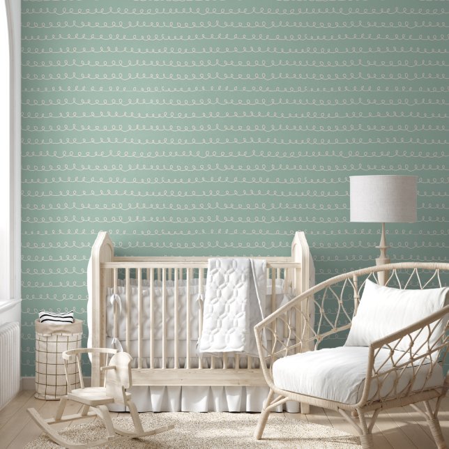Papier Peint Salle de Motifs Soft Sage Green Wire (Enfants)
