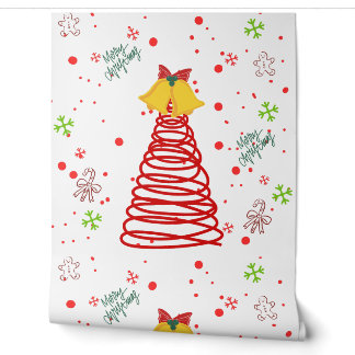 Papier Peint Sapin de Noël en spirale et motif de cloches