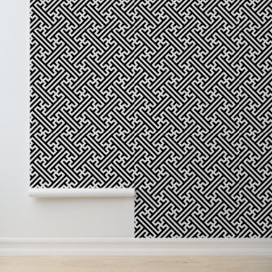 Papier Peint Sayagata motif, japonais, noir et blanc