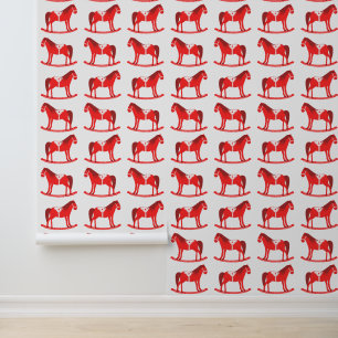 Papier Peint Scandinave Noël Cheval Rocking Motif