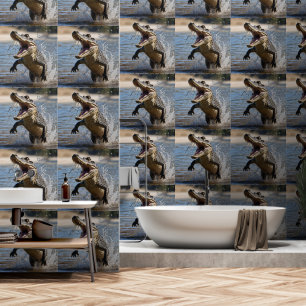 Papier Peint Scary Jaws : Le Crocodile australien saute aux pie