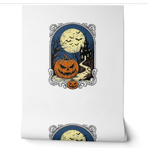 Papier Peint Scène de citrouille hantée Art vectoriel Halloween