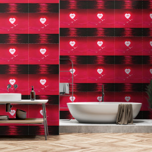 Papier Peint Sea Sunset Love Coeur Soleil Romantique Rouge