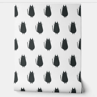 Papier Peint Seamless minimalist vector pattern of funny black 