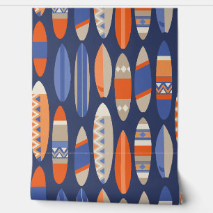 Papier Peint Secret Beach Hawaiian Surfboards - Navy et Orange