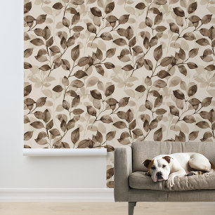 Papier Peint Sepia Feuilles monochromes feuille Brown