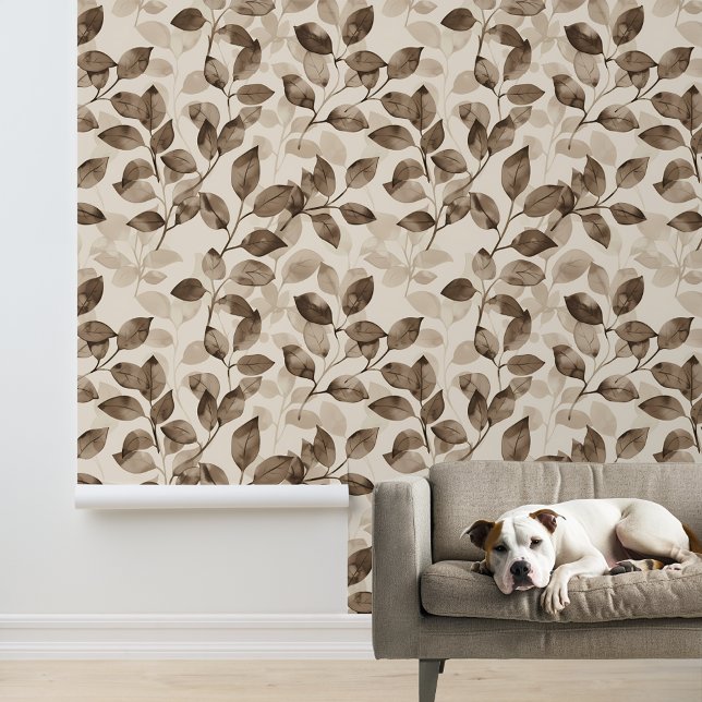 Papier Peint Sepia Feuilles monochromes feuille Brown (Créateur téléchargé)
